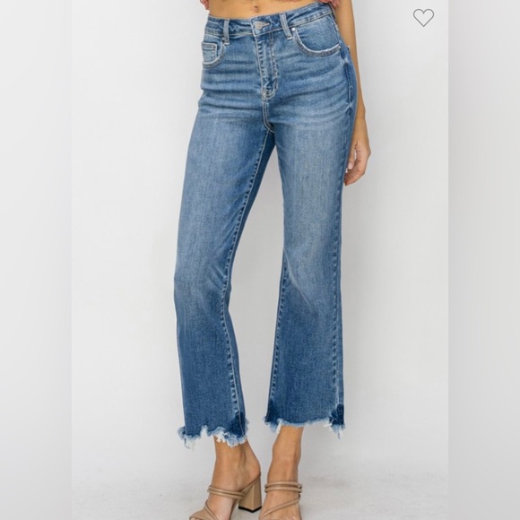 Risen High Rise Cropped Distressed Hem Jeans - Blue
Style number RDP1059 - Picture 2 of 8